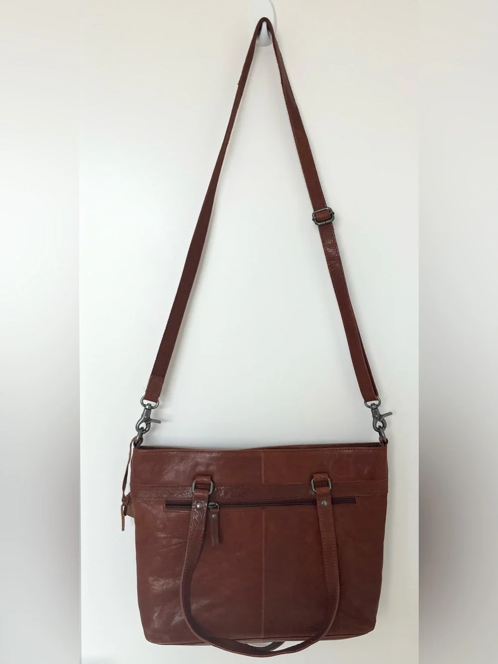 Spikes & Sparrow Brown Leather Laptop Shoulder Tote Bag Pockets Unisex